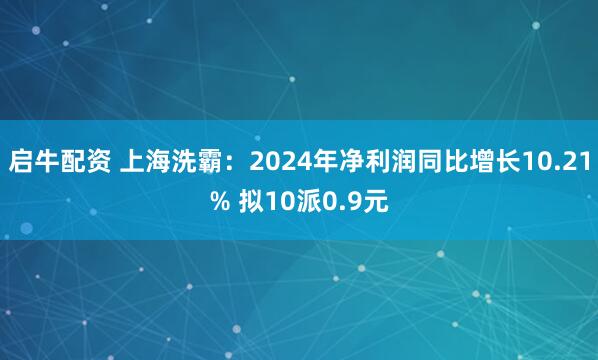 启牛配资 上海洗霸：2024年净利润同比增长10.21% 拟10派0.9元
